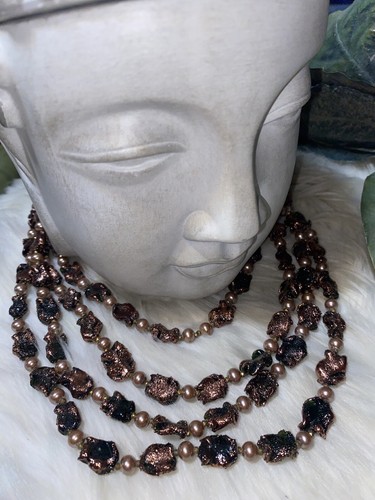 Louis Rousselet Dark Green Rare Glass Four Strand Amazing Necklace!