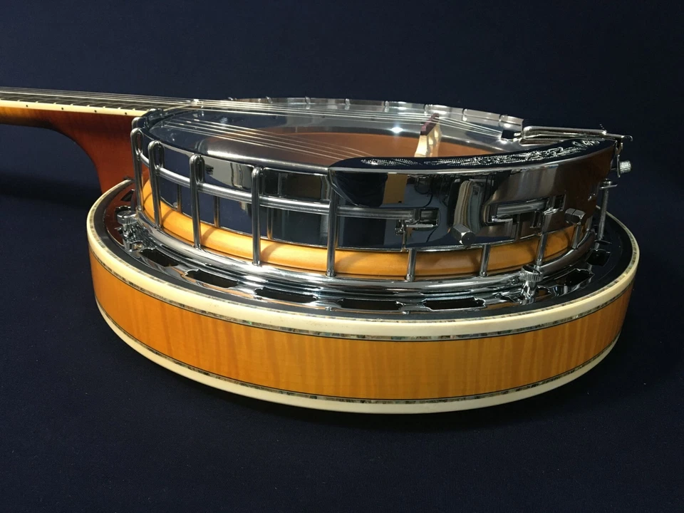 Caraya 009A 5-string Resonator Banjo,Clear Top,Flame Maple w/Tone Ring+Hard Case - Image 3 of 4