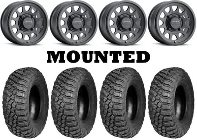 Kit 4 BFGoodrich Mud Terrain KM3 32x10-15 on 414 Bead Grip Matte Black POL