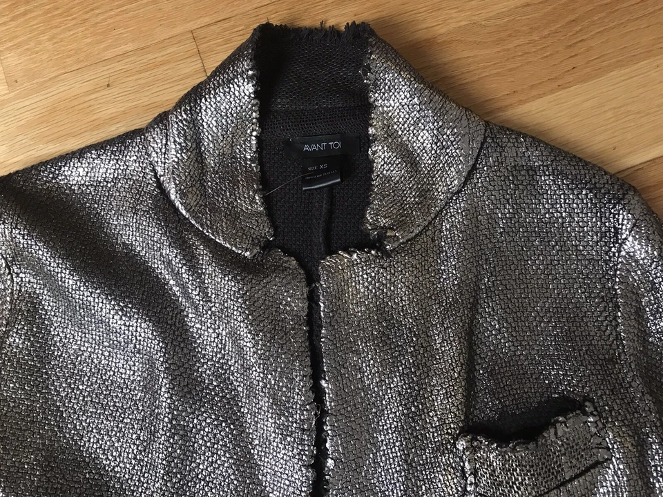 AVANT TOI Damen Blazer Jacke XS 34 ev. 36 gold silber bedruckt - Bild 3 von 4