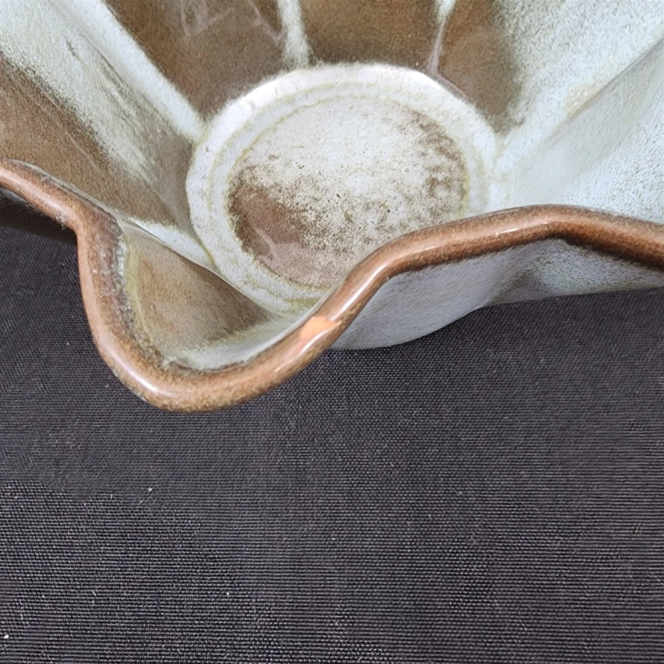 Maceta acanalada Frankoma Plainsman Woodland Musgo cuenco de cerámica azul marrón verde Foto 2 de 4