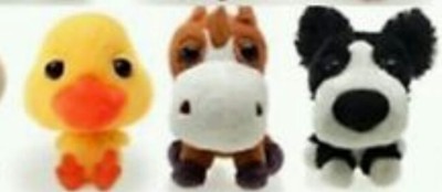 3 FARM FRIENDS ANIMALS PLUSH DOG CHICK HORSE - Big Headz Plush
