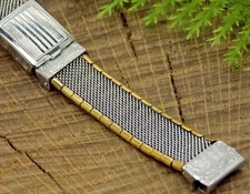 Kesten Brothers Art Deco NOS Vintage 10mm Handi-Fold Whitetru 2 Tone Watch Band