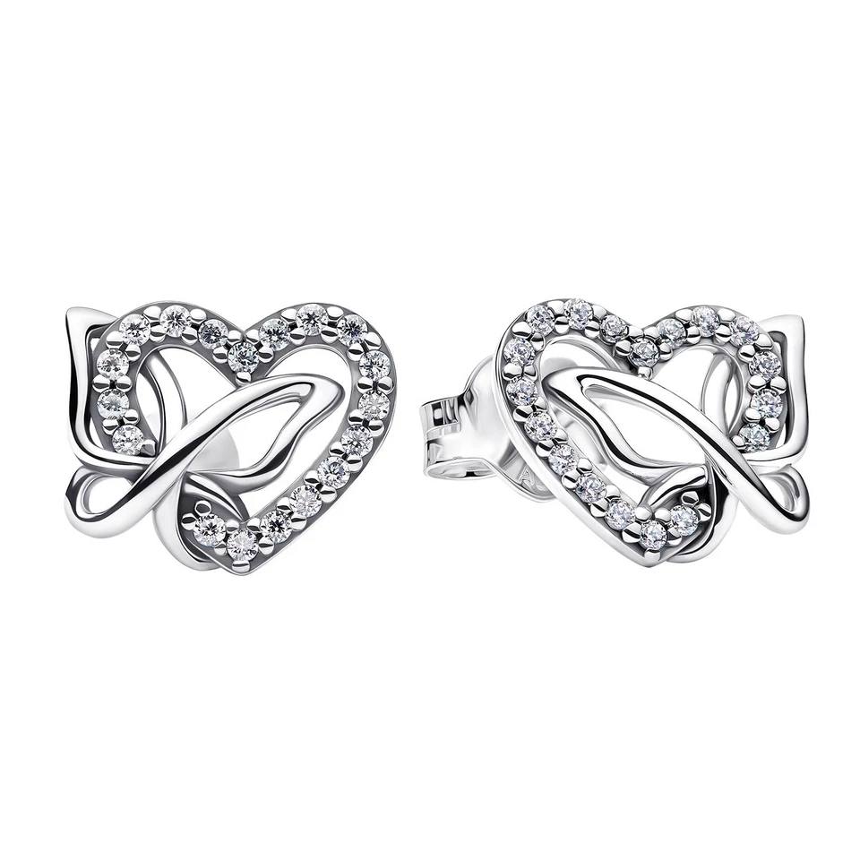 Pandora Ohrstecker Herz und Schmetterling Sterling-Silber 294476C01