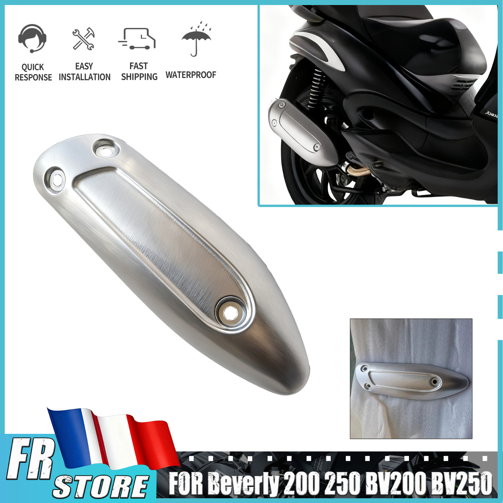 Protection d'échappement Piaggio Beverly 250 cache thermique silencieux scooter BV200