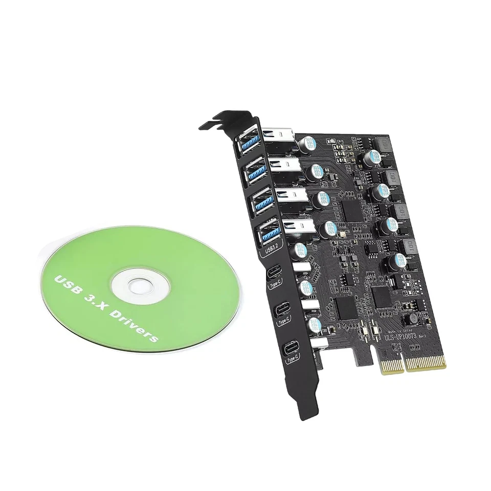 7 Ports Desktop Expansion Card 20G USB 3.2 Gen 2 4*USB-A 3*USB-C For Win For Mac - Image 3 of 4