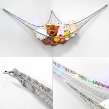 W/ LED Light Kids Toy Storage Organizer Stuffed Animal Toy Hammock Net Pink
