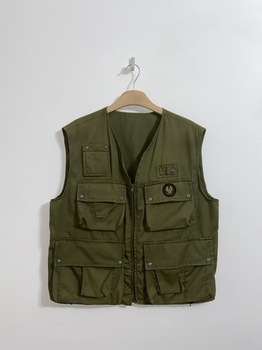 Rare Vintage 70's Men's BELSTAFF Multi Pocket Cargo Vest Waistcoat Khaki Green