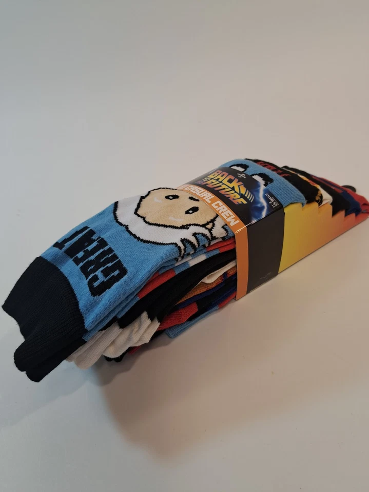 Back to the Future Socks Men's Casual Crew Socks 6 Pairs Mens Size 8-12 Bioworld - Image 2 of 3