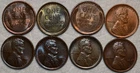 8x AU-UNC Lincoln Cents, 3x 1909 VDB, 1910, 1911, 1914, 1916-D, & 1927