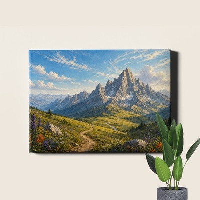 Alpine Meadow Mountain Landscape Poster Print wildflowers nature decor