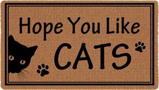 Hope You Like Cats Doormat 30x17 Inch, Funny Cat Indoor Welcome Mat, Cute Coi...