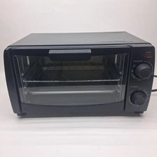 Mainstays 4 Slice Toaster Oven w 3 Settings, includes Baking Rack & Pan,  Black
