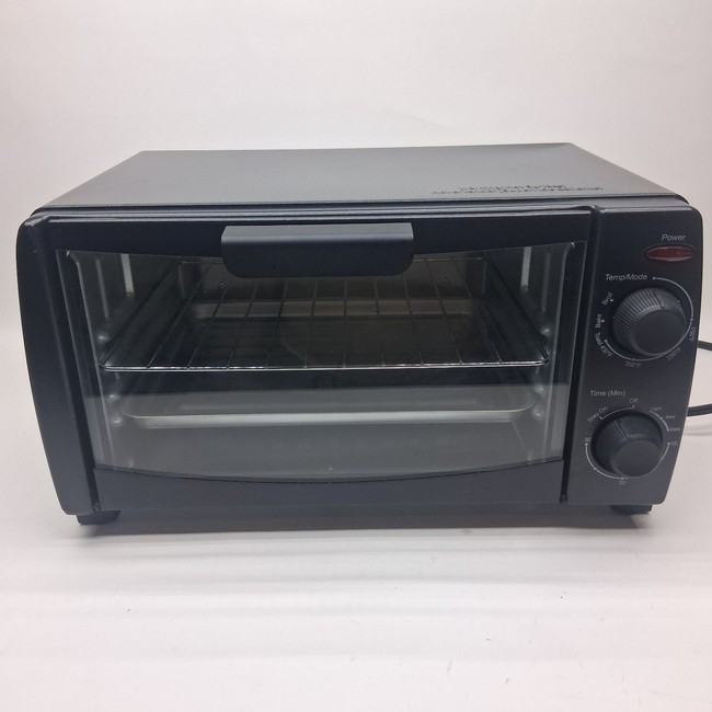 Mainstays 4 Slice Black Toaster Oven with Dishwasher-Safe Rack & Pan