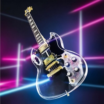 Crystal Electric Guitar LED Cool Blue Maple neck Acrylic Guitar Body Sweet Sound