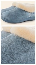 EverFoams Womens 11/12 Blue Microsuede Sole Fuzzy Plush Lined Loafers Slippers
