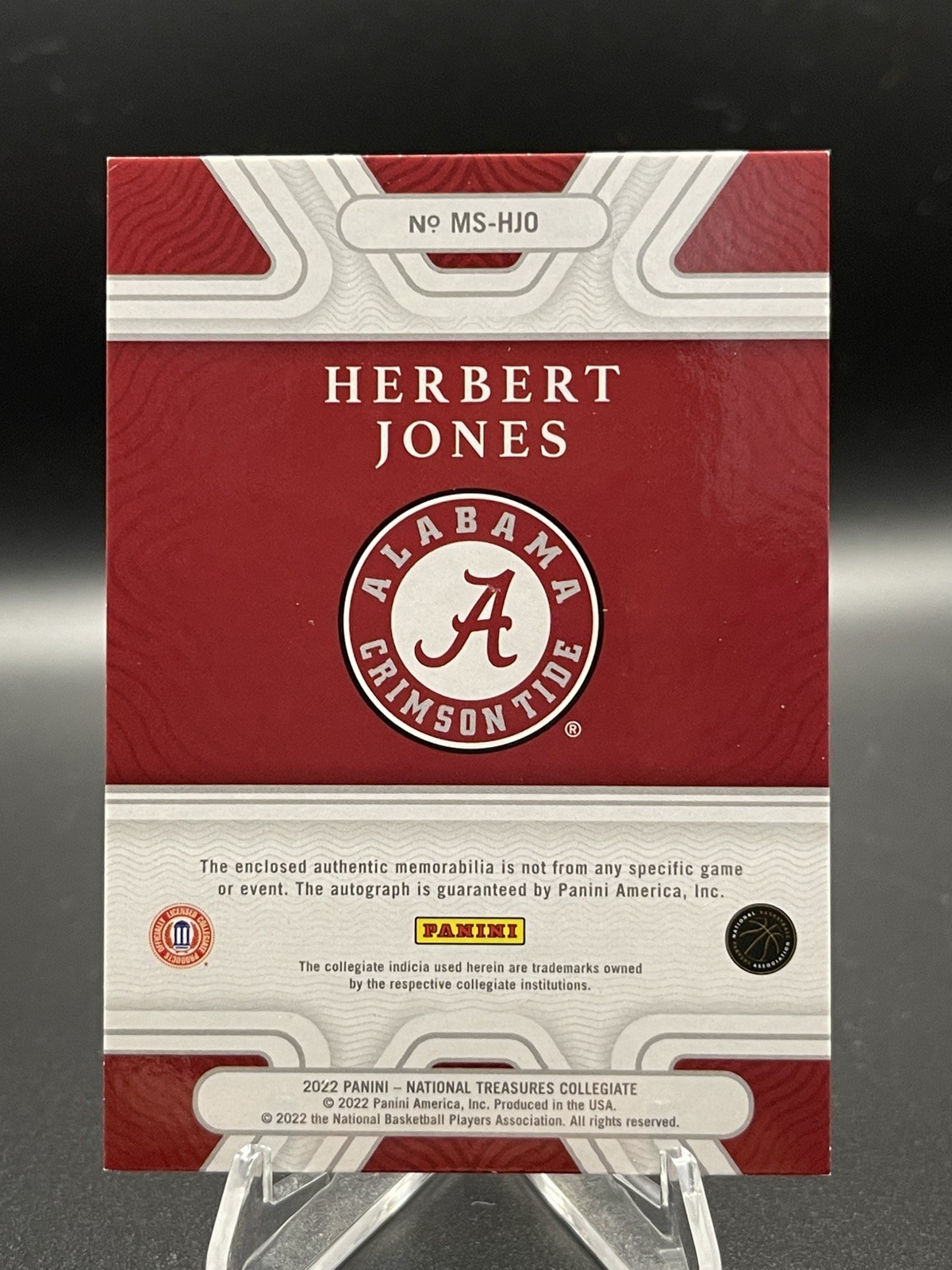 HERBERT JONES - 2022 NATIONAL TREASURES COLLEGIATE LEGACY PATCH AUTO #45/49 view 2