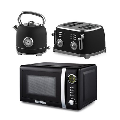 GEEPAS 1,8L Wasserkocher 4 Scheiben Brot Toaster & 20 L 700W Digitale Mikrowelle