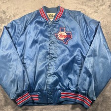 Vintage Texas Rangers Satin Jacket Mens Large Blue Chalk Line MLB Embroidered
