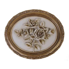 Vintage Wall Sculpture,Antique Pediment,Hallway Wall Art,Hand Painted Flower ...