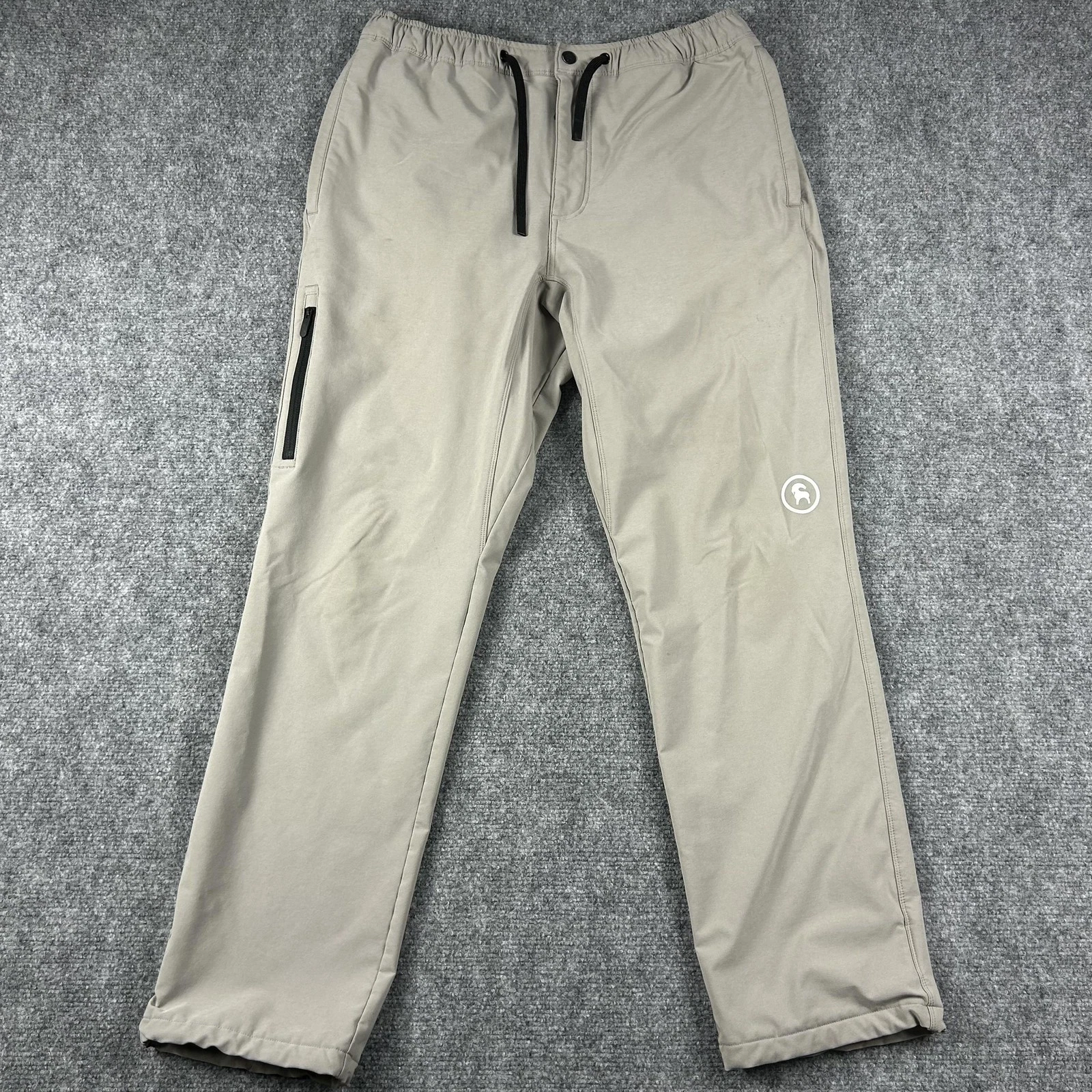 Backcountry Pants Mens Medium Beige Fleece Lined Softshell Hiking Zip Pockets