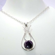 925 Silver Plated Outstanding Chevron Amethyst Necklace 18" Most Beautiful AU r4
