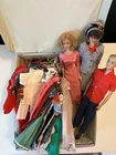 Vintage 1960s Mattel Barbie Ken Midge Dolls Clothes Accessories & Case Estate