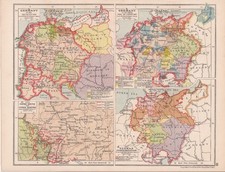 MAP Plate 19/20 "GERMANY in the XII CENTURY + XV CENTURY + THE GERMAN CONFEDERAT
