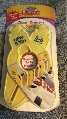 Vintage Munchkin Baby Closet Dividers Yellow Organizer Baby Clothes 
