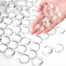 1 LB Clear Glass Marbles, Transparent and Smooth Flat Glass Beads for Vases, Mos