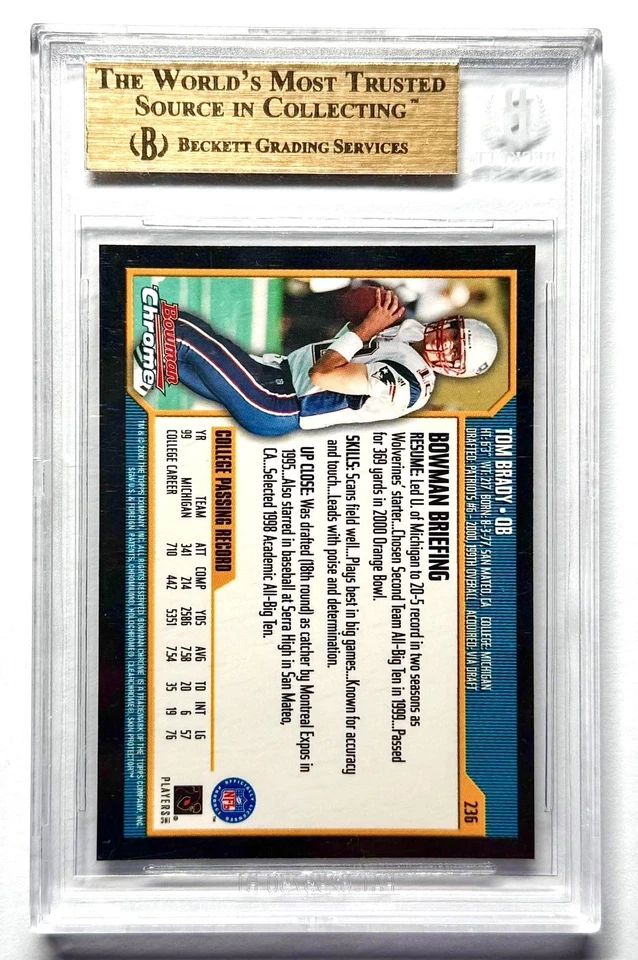 2000 Bowman Chrome TOM BRADY #236 Rookie RC BGS 9.5 Estado perfeito! Patriots - Imagem 2 de 2
