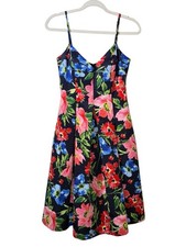 Eliza J Navy Floral Fit Flare Dress Size 4 Wedding Guest Garden Party