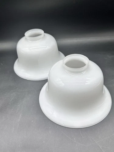 2 Vintage White Torchiere Light Lamp Shades Milk Glass Bell Shape  7x4.25