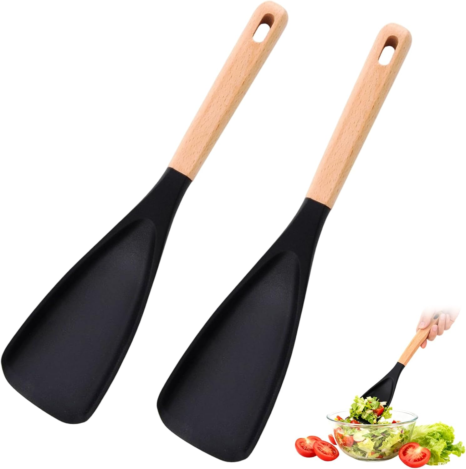 2 PCS Cedar and Ash Spoon, Black Wooden Spoons for Cooking, Cedar and Ash Spoonu