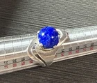 Vtg 6.3 gram Sterling Silver Ring 925 Lapis Lazuli Prong Round Blue Size 7.5