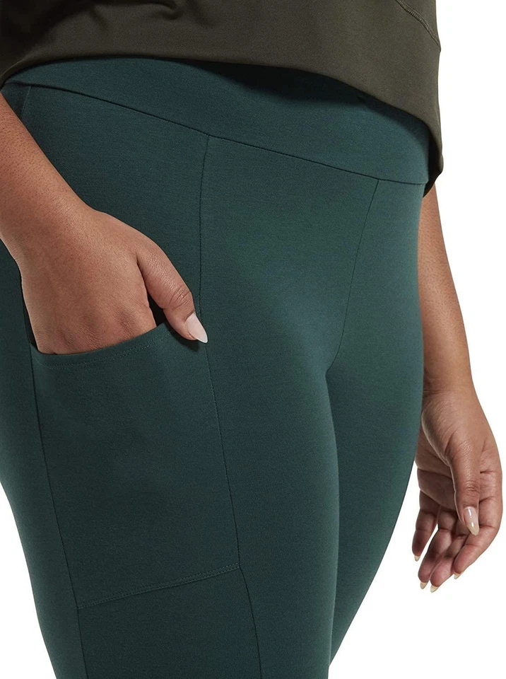 No Nonsense 281462 Mujer Algodón Salón Legging Tecnología Bolsillo Botella Verde, Pequeño Foto 2 de 3