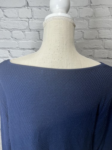 J Jill Damen Tunika Pullover Baumwollmischung Bootsausschnitt Langarm marineblau groß - Bild 7 von 11