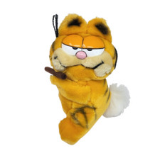 8" VINTAGE 1981 DAKIN GARFIELD W/ BUNNY TAIL STICK STUFFED ANIMAL PLUSH TOY