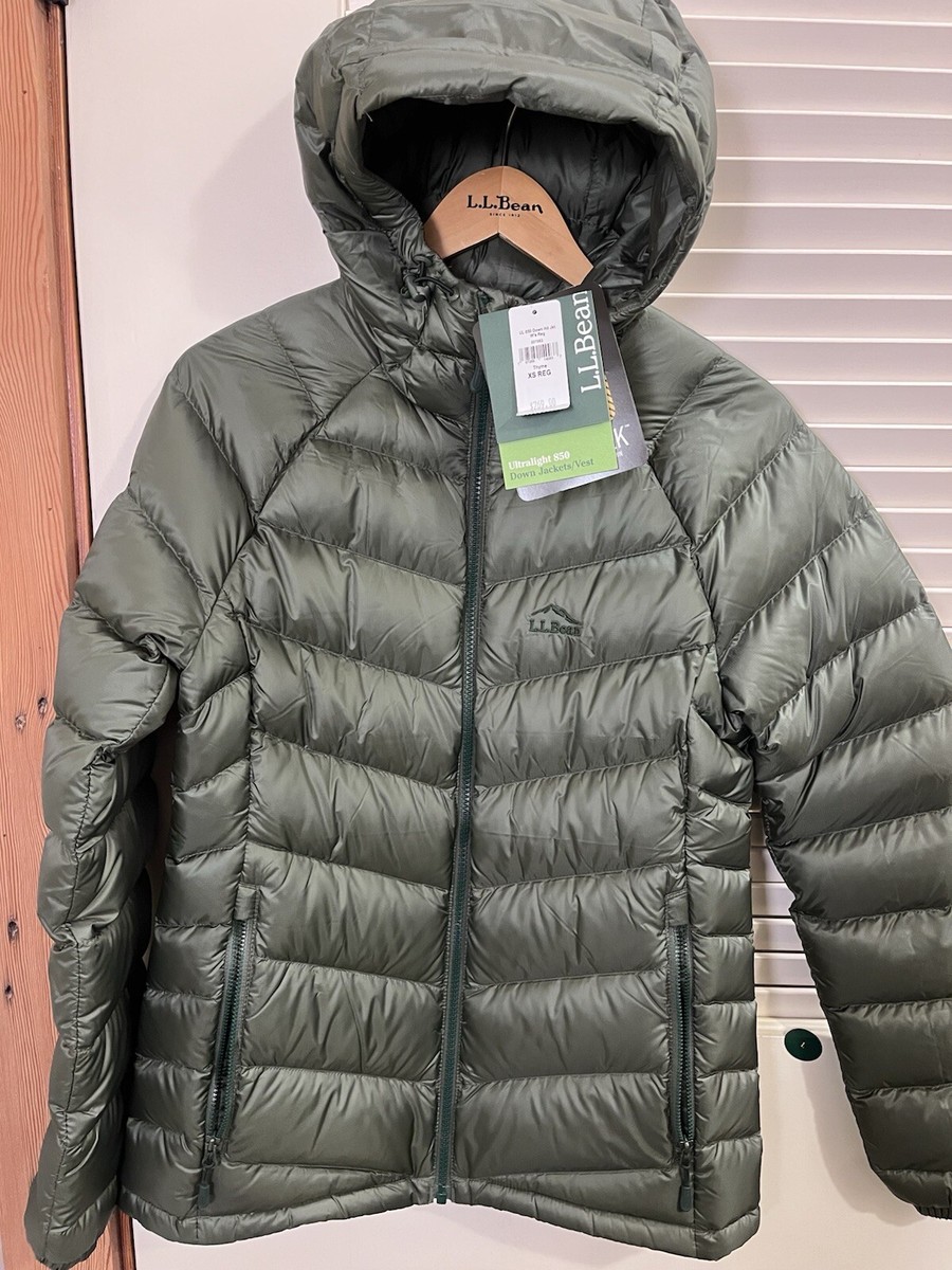 Bean Ultralight 850 Down Hooded Jacket Women's Extra Small XS  Green