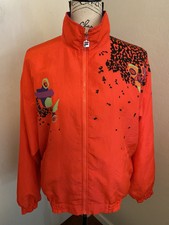Vintage Fila 80’s Made In Italy Neon Print Windbreaker Zip Up Jacket Size 10