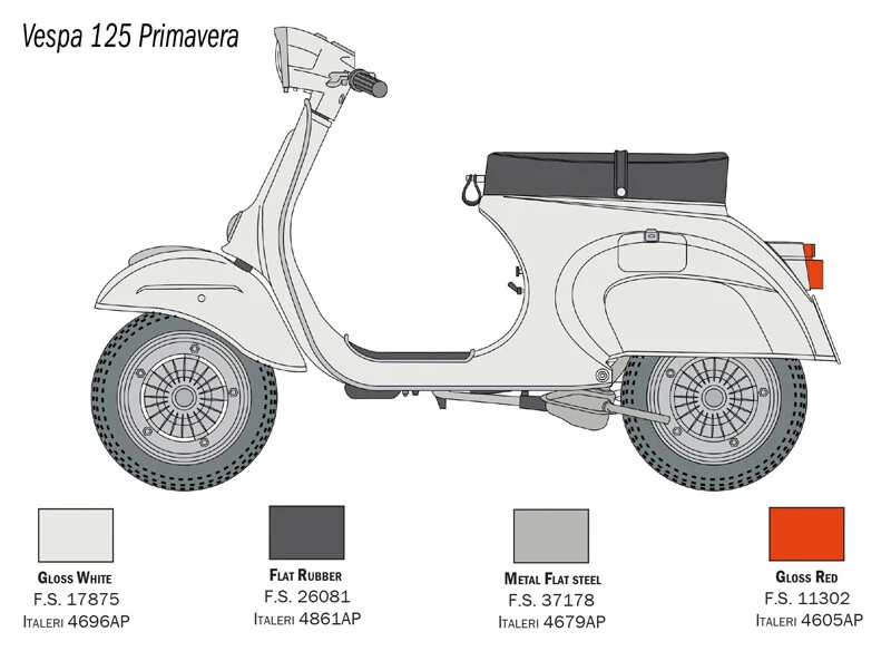 Modellino moto 1/9 vespa 125 primavera Italeri 4633 scala 1:9 modellismo - Immagine 4 di 4