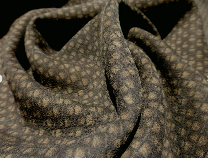 Goatskin leather Suede hide Dark Olive Green Basketweave Print -Incredibly soft! - Image 2 of 4