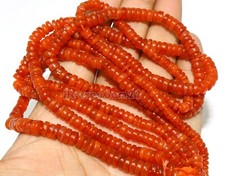 AAA Natural Carnelian Smooth Rondelle Heishi 6-7mm Gemstone Beads 16"Long