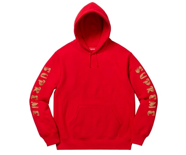 Supreme Gradient Sleeve Hooded Sweatshirt Size Large Red FW18