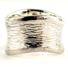 Vintage Sterling Silver Ring Size 7 Womens 13MM Wide Cigar Band Wavy Artisan 925