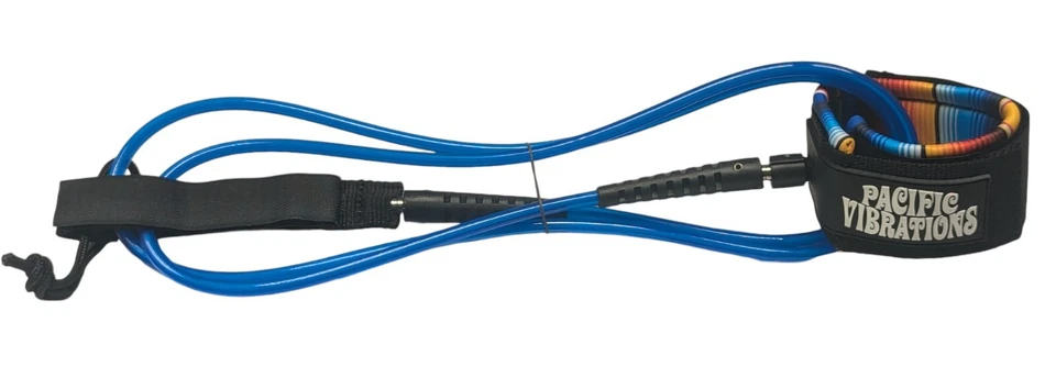 10' Pacific Vibrations Longboard Surfboard Sup Ankle leash 10ft Blue Cord  - Image 4 of 4