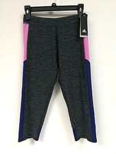 NEW 30 adidas Girls' Climalite Match Point Capri-Length Leggings, Gray, YXL