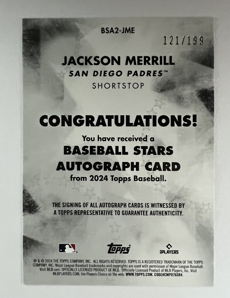 2024 Topps Series 2 JACKSON MERRILL RC Baseball Stars auto San 