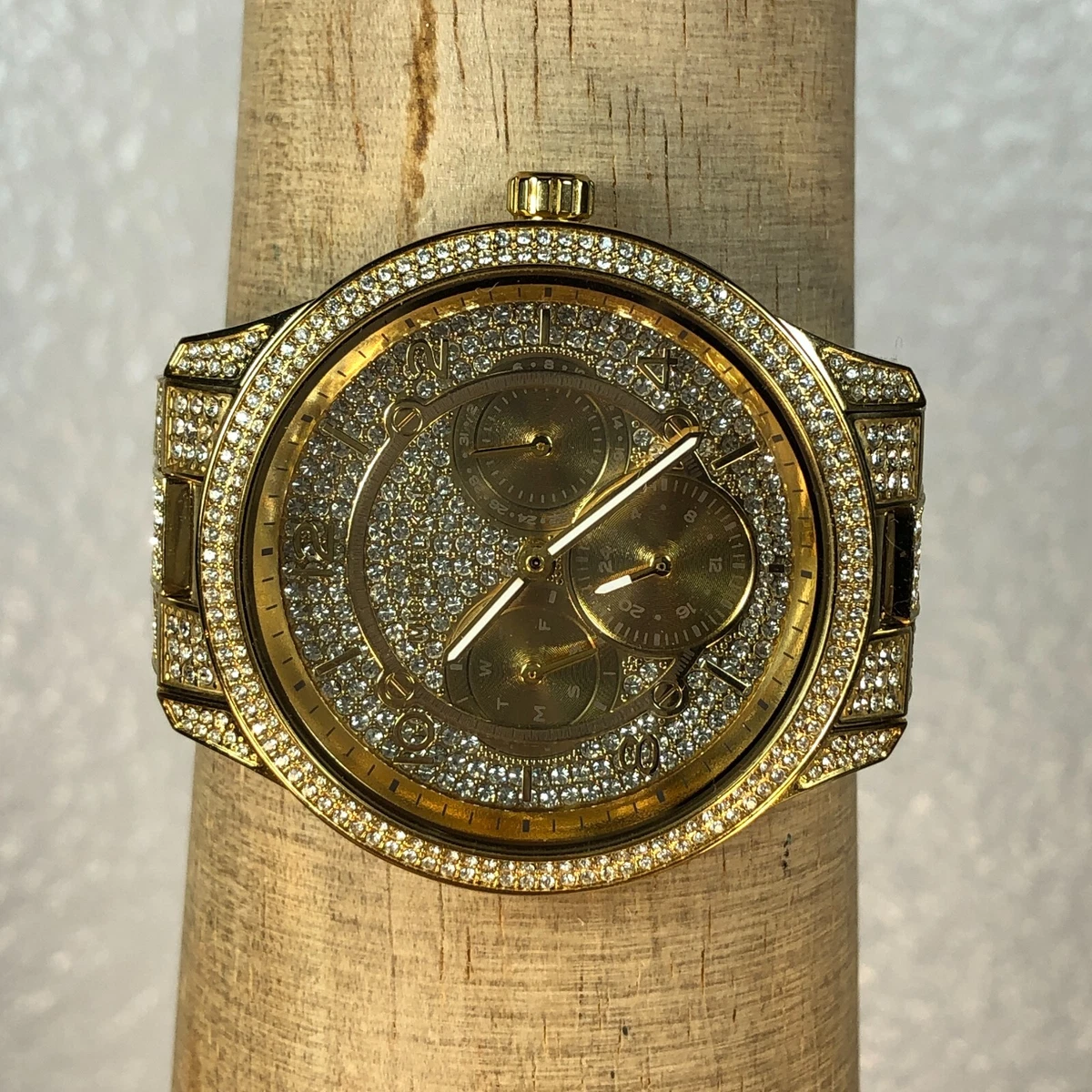 Michael kors ritz pave online gold tone watch