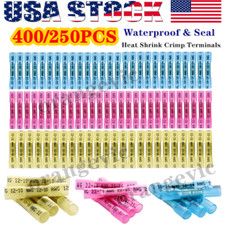 400/250PCS Heat Shrink Butt Wire Splice Connector Kit Crimp Terminals Waterproof
